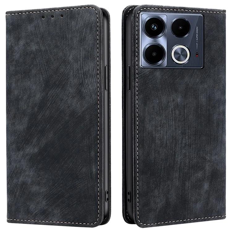 

Для Infinix Note 40 чехол RFID блокирующий PU кожаный кошелек подставка чехол для телефона - черный