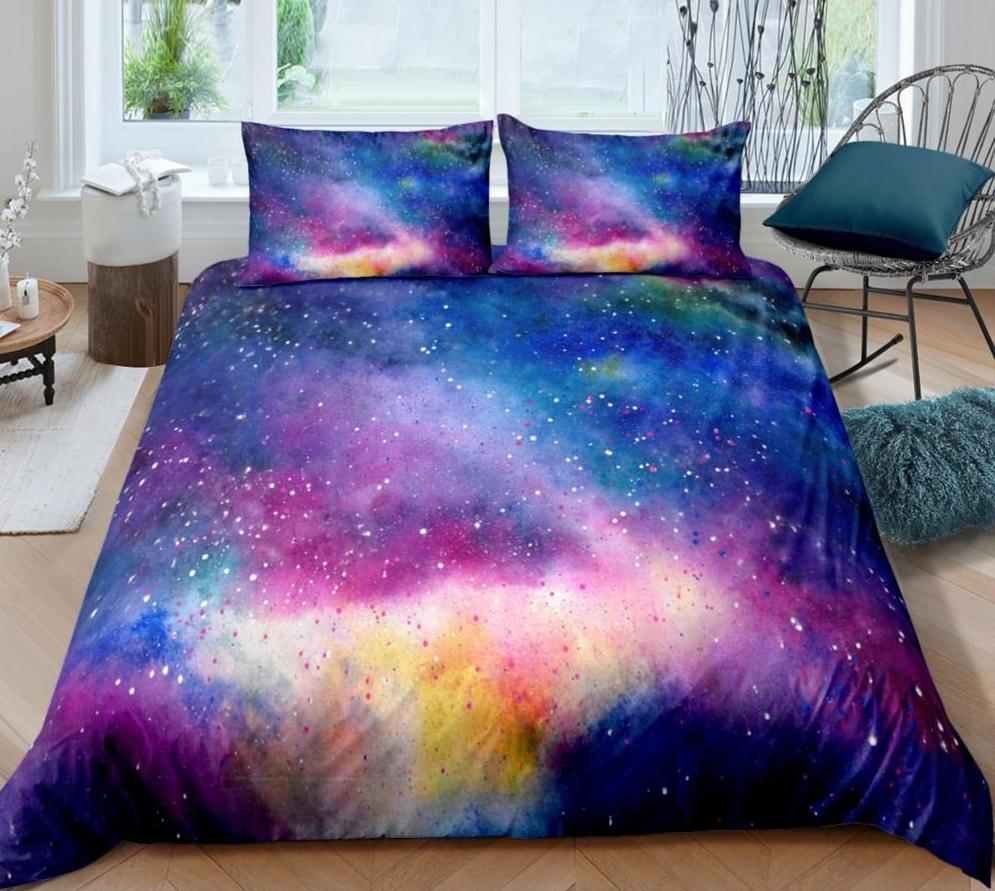 3D Night Sky Bedding Set Galaxy Duvet Cover Queen King Size Room Decor 3 Piece Set With 2 Pillowcases  Comfortable And Soft