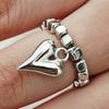 Cross-Border Jewelry Square Beaded Elastic Ring with Glossy Heart Accent