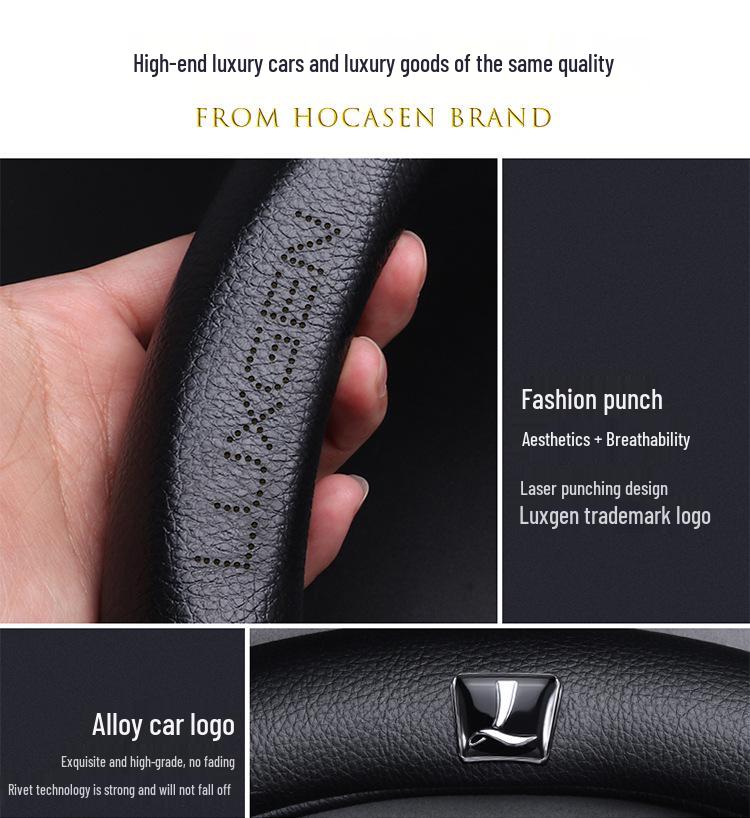 Genuine Leather Luxgen Steering Wheel Cover - Universal Fit for U6, Big 7, S5, U5, 7MPV, Na 5, Rui 3 Models