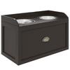 Elevated Dog Bowls, 2-in-1 Bowl Holder Storage, Drawer, 2 Bowls, 60 x 30 x 36 cm, Coffee Brown