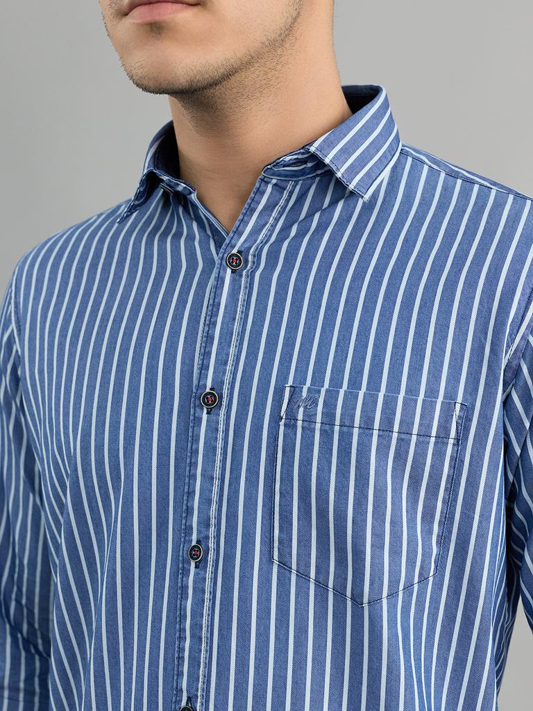 MONTE CARLO Men's Regular Fit Striped Full Sleeve Shirt