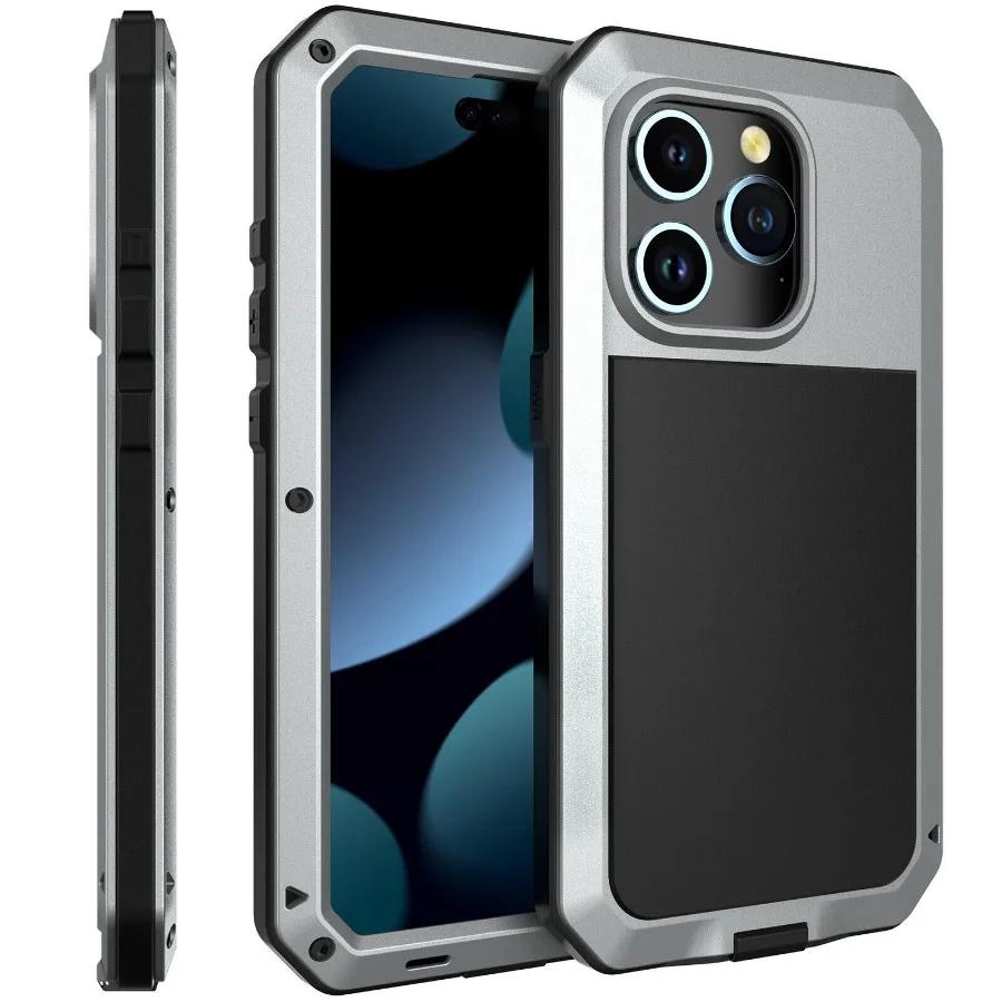 Shockproof Doom Aluminum Cover Tank Metal Case for IPhone 17 Air 16e 17e 16 15 14 Plus 13 12 11 Pro XS Max XR 8 7 Glass Screen
