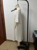 2026 European V-neck Cotton Linen Dress with Ruffle Sleeves and Big Button Design for Women - Spring/Summer Collection