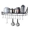 Metal Hanging Pan Pot Rack Wall Mounted with 10 Hook Holders Kitchen Storage Organizer