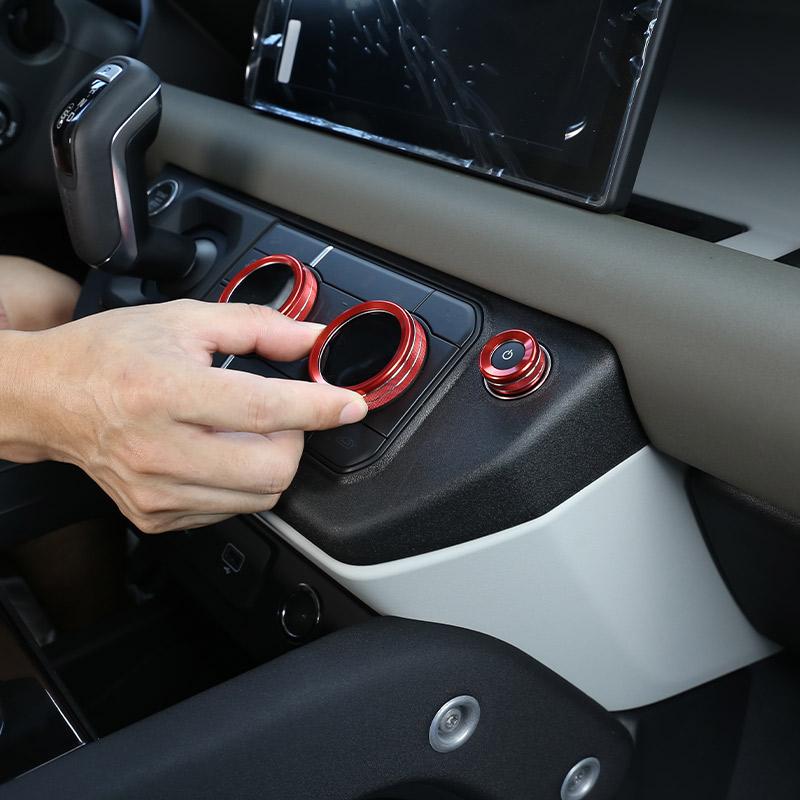 For Land Rover Defender 110 2020-2024 Aluminum Car Air Conditioning Knob Reversing Mirror Adjustment knob Cover Car Accessories