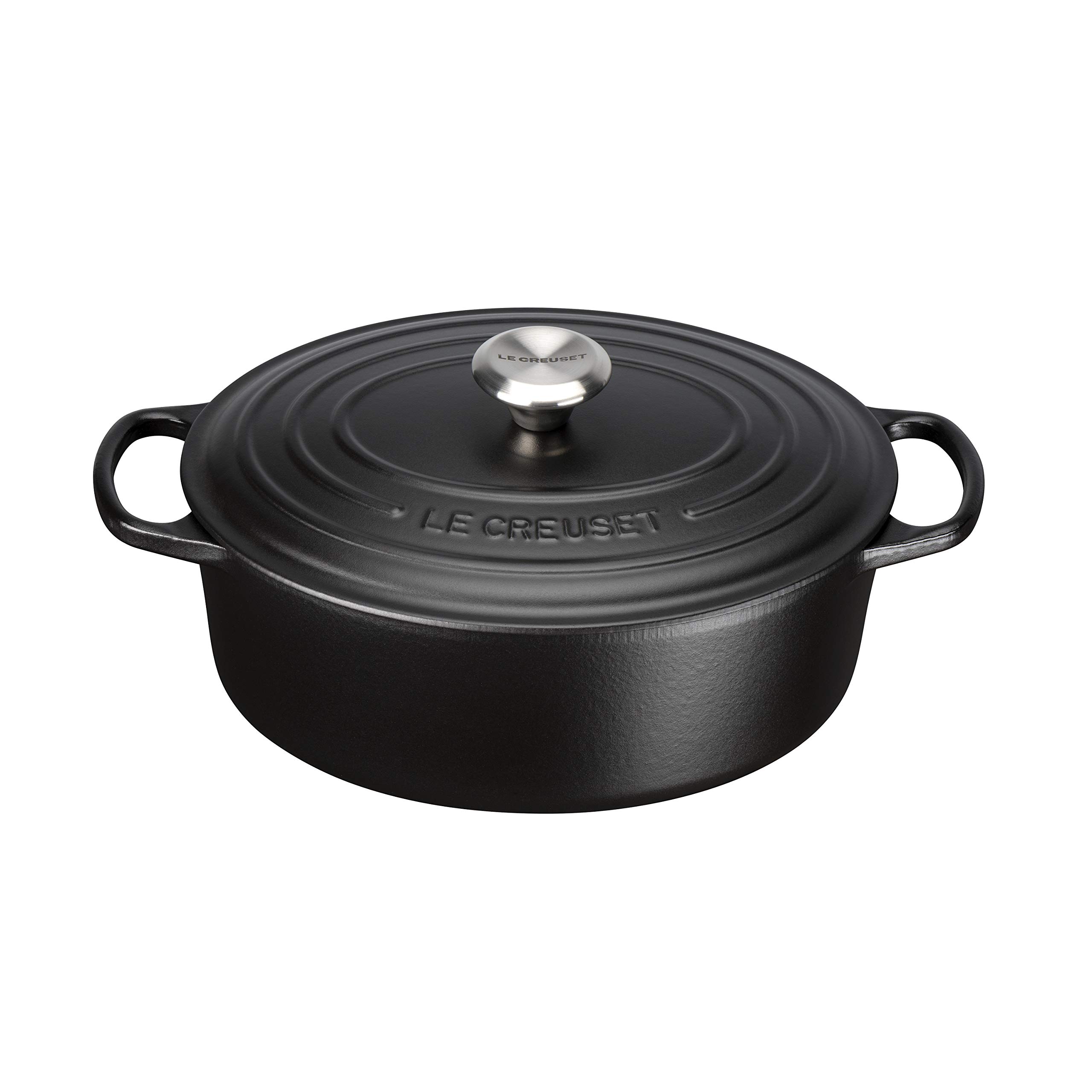 

Le Creuset Cast Enamel Pot Signature Cocotte Oval 25 cm Matte Black Gas IH Oven Compatible Japanese [Authorized Product]