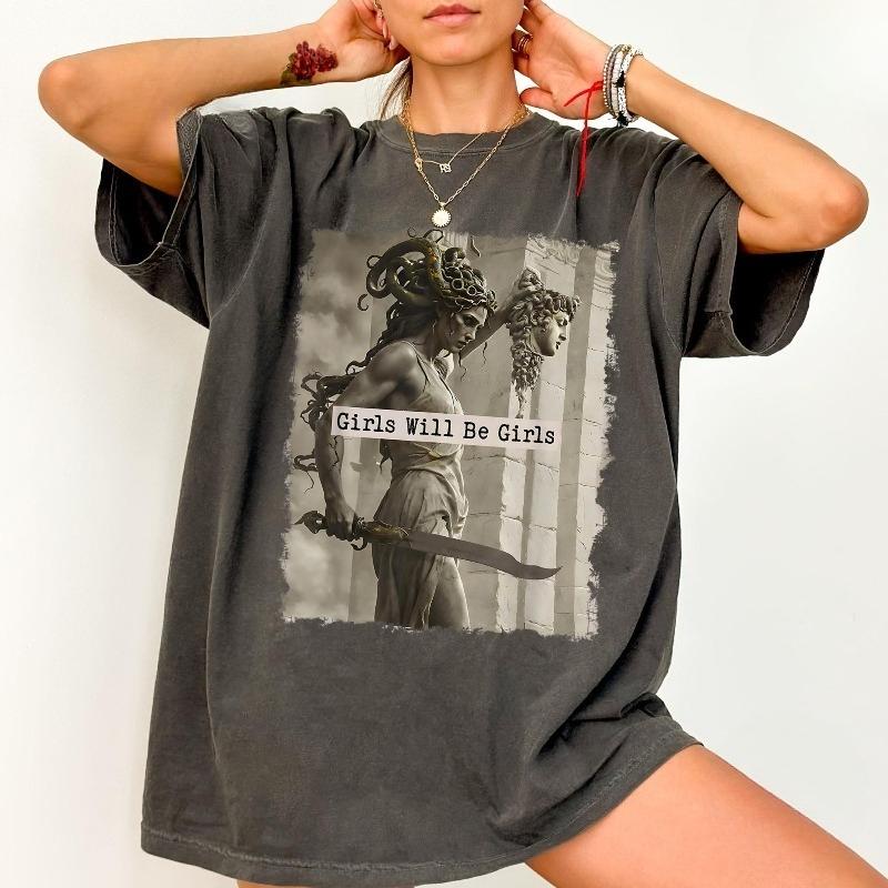 

Girls Will Be Girls Meme T Shirt Streetwear Vintage Women Unisex Tee Casual Oversized Unisex Summer Harajuku Top Novelty Creativity S