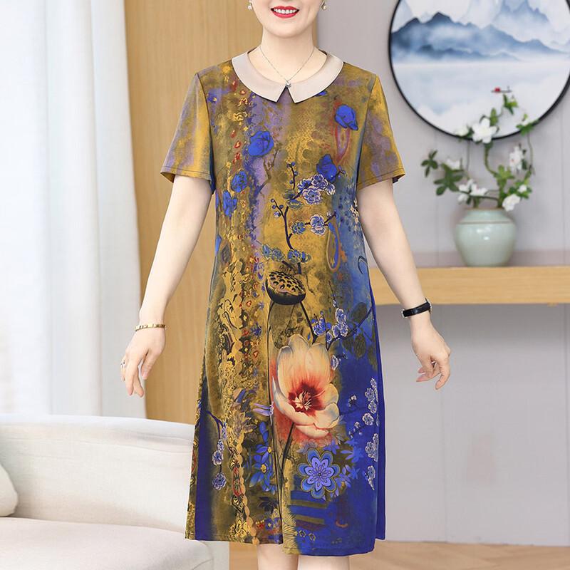 Dámské vintage letní áčkové midi šaty pro seniorky