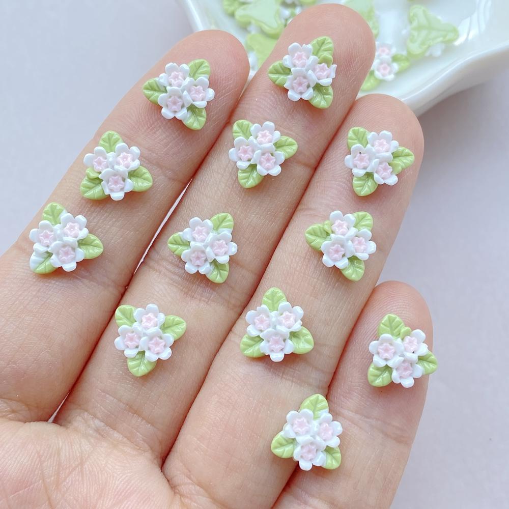 

50Pcs Cute Mini Cartoon Flower Nail Art Resin Designer Charms DIY Craft For Nail 3D Decorations Jewelry