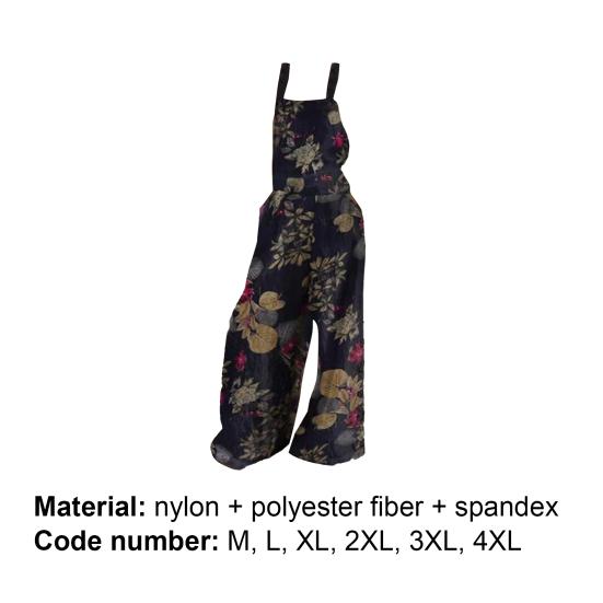 Women Jumpsuit Sleeveless Floral Print Pockets Buttons Wide Leg Loose Suspenders Playsuit Overall for Spring/Summer