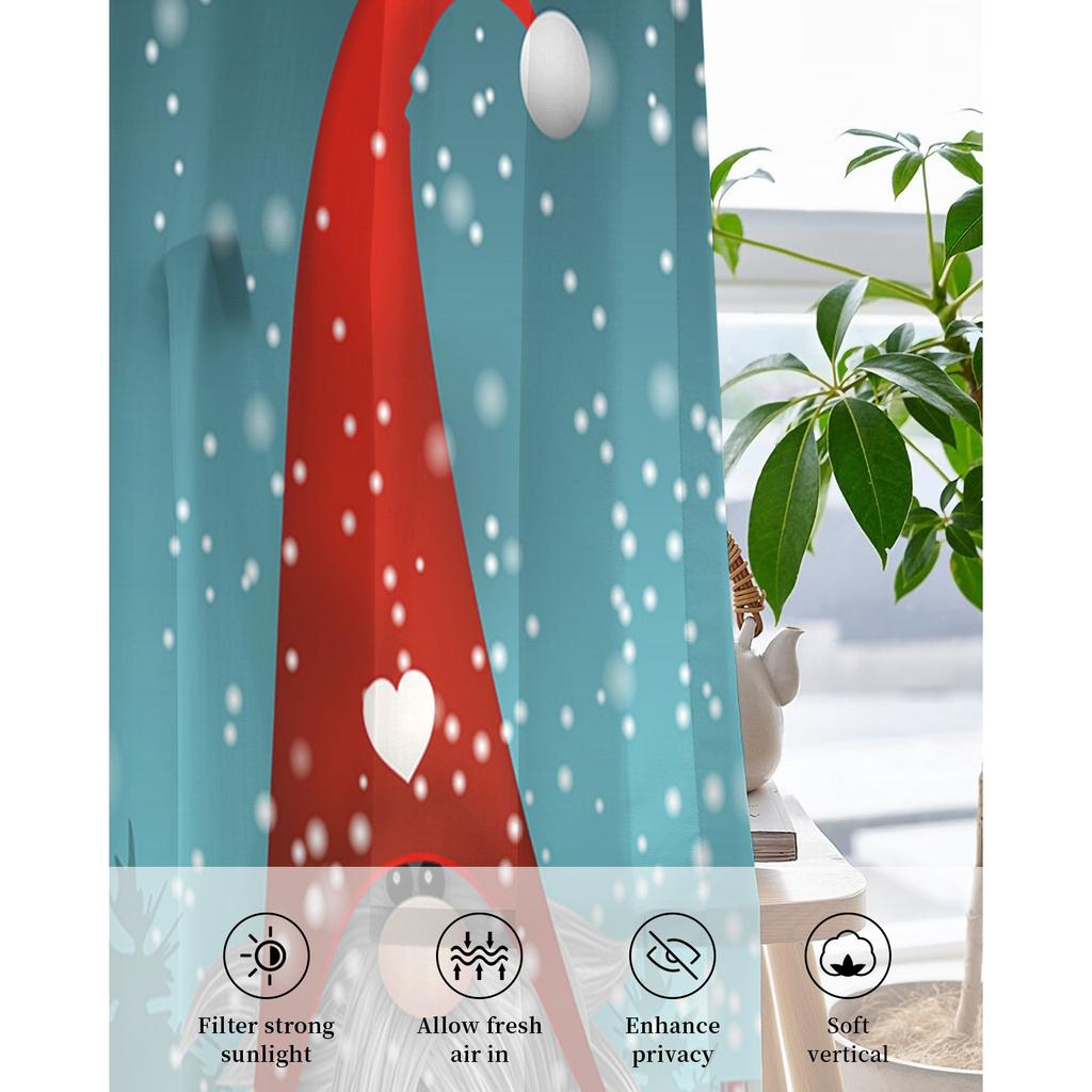 Vánoce Zima Gnome dárek Sněhová vločka Koule Ložnice Průsvitné okno Závěs Obývací pokoj Tyl Závěs Voálové závěsy pro hotelovou kuchyni