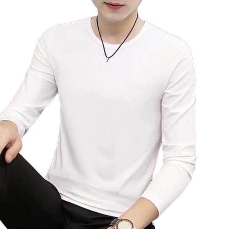 

Yousheng Men Top Solid Color Long Sleeve Round Neck Tee for Daily Wear Mid Length Lightweight Material Casual Style Sport Bottoming T-shirt XXXL білий