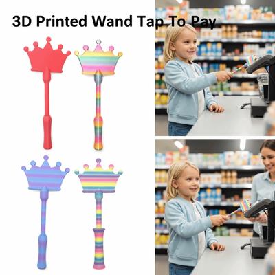 Baguette d'impression 3D créative Tap To Pay Design Couronne Manchon de paiement sans contact portable Support de baguette magique drôle et mignon Outils de paiement