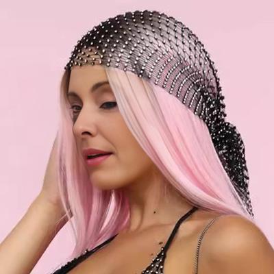 Strass Piratenhut Elastischer Snood Schal Mütze Maskenball Cosplay Events Netz Durchbrochenes Kopftuch