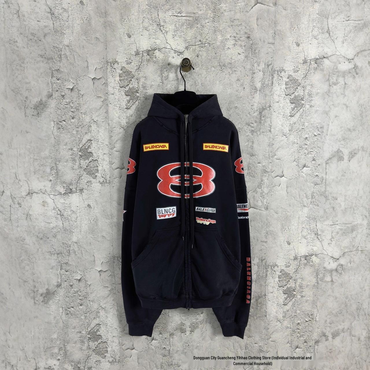 Unisex Paris Double Ring Letter Print Hoodie - Autumn/Winter Edition S