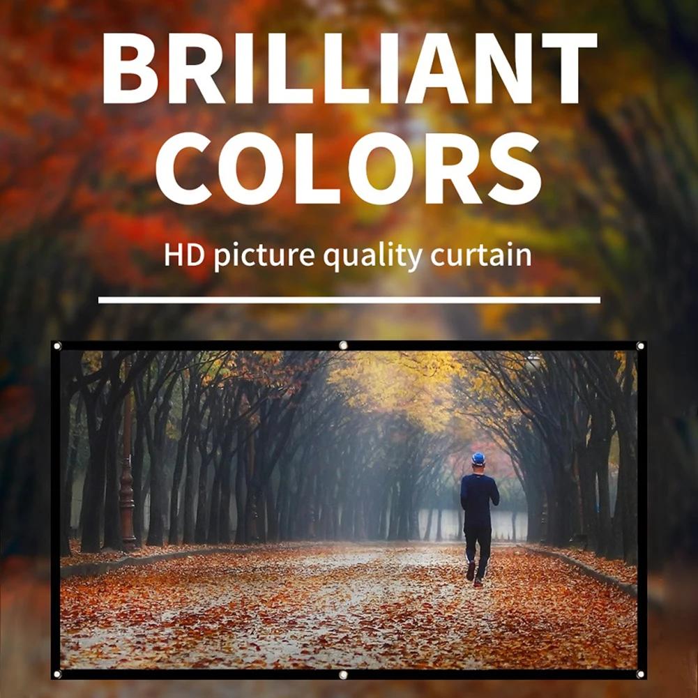 16:9 Simple Projector Curtain 60/72/84/100/120/150 Inch Home Theater Office 16:9 HD Display Projection Screen