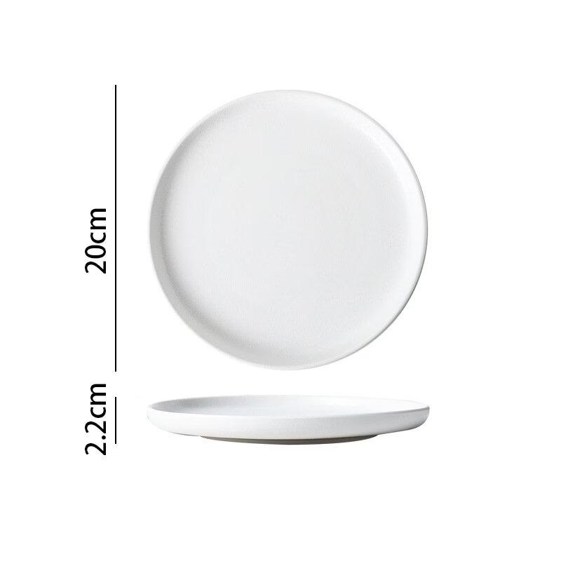 Abay 8-inch Ceramic Matte White Dinner Plate Set