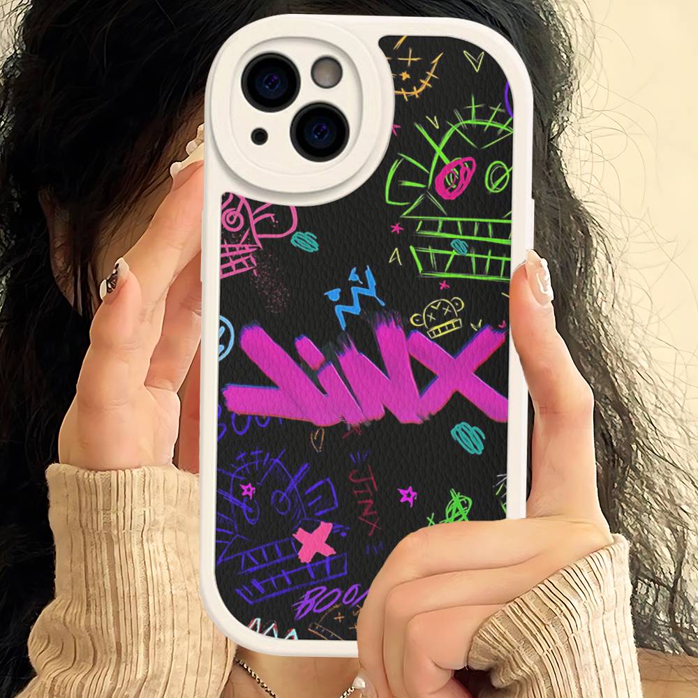 Graffiti Arcane Jinxs Phone Case Hard Leather For IPhone 14 13 16 Mini 15 14 11 12 Pro Max Plus Fundas