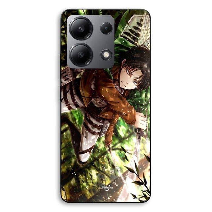 Coque de téléphone - MANIACASE - Xiaomi Redmi Note 13 4G - Silicone TPU - Noir - Levi Ackerman (Attack on Titan)
