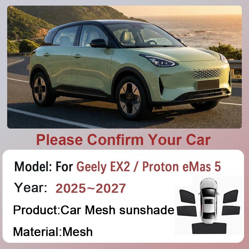 For Geely EX2 Accessories Proton eMas 5 E22H 2025 2026 2027 Car Mesh Sunshades Window Sun Visors Magnetic Auto Privacy Curtains