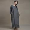 Johnature Women Vintage Dress Spring O-Neck Long Sleeve Patchwork Pockets Button Female Dresses