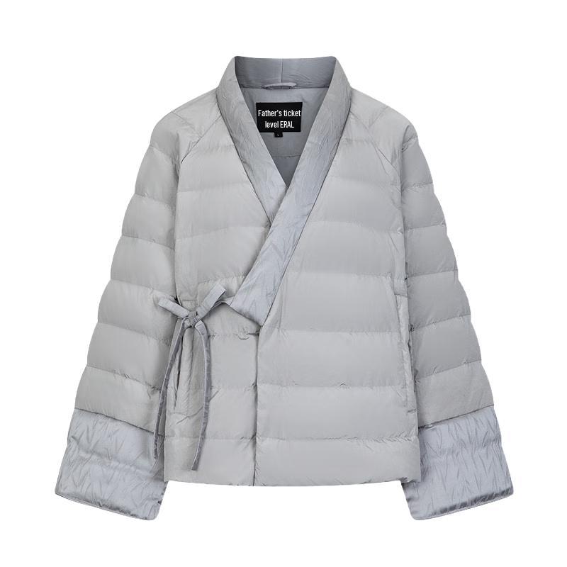 

Ailaiyi Women s New Chinese Style Lightweight Tie-Waist Down Jacket 155/80A