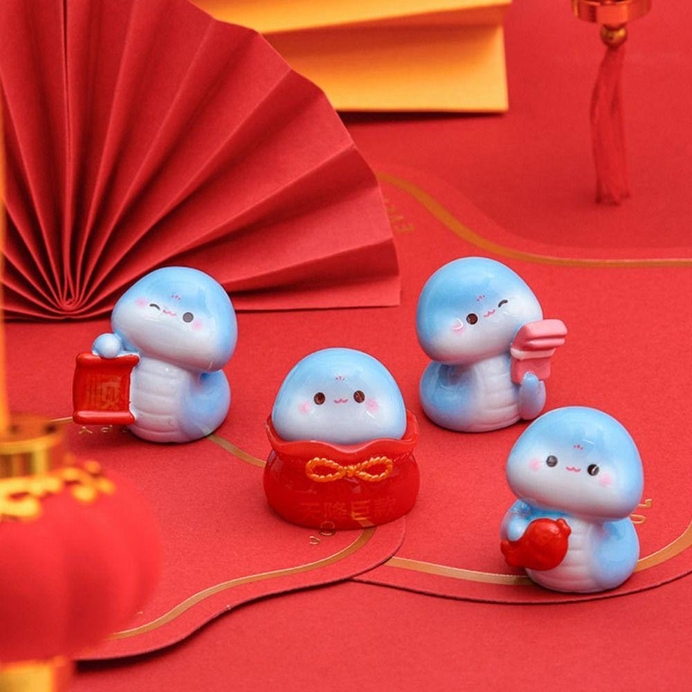 Cartoon Mini Snake Ornaments Resin Lucky Snake Figurine  For Home Decorations