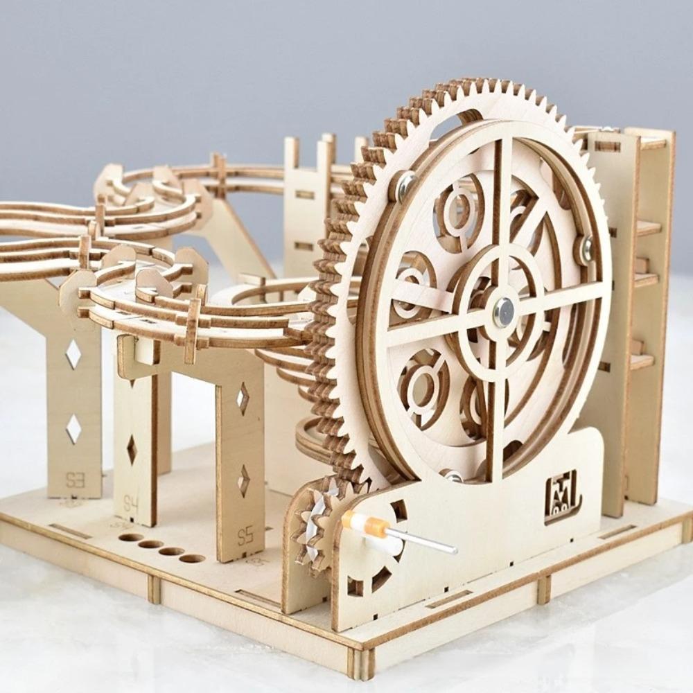 3d Wooden Puzzle Building Model Kits Marble Runs Mechanical Puzzles Self Assembly Toy STEAM Educational Toys for Kids Adult Gift