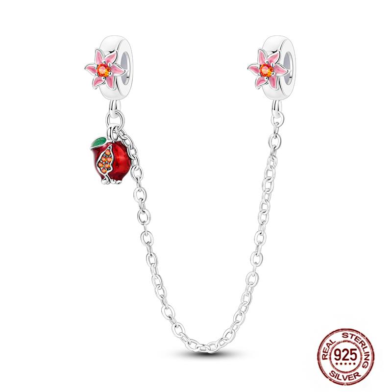 Star Moon Slide Safety Chains Charms 925 Sterling copper Heart Evil eyes Silicone Spacer Beads Fit Original Bracelet DIY Zircon