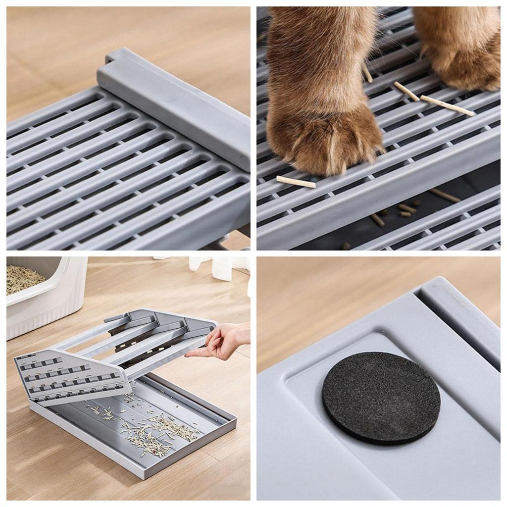 Rampa de Caja de Arena para Gatos de 4 Pasos, con Función de Filtro, Portátil, Escalera para Caja de Arena de Gatos Atrapador de Arena para Gatos Escalón para Caja de Arena de Gatos Atrapador de Arena para Gatos