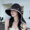 Big Eaves Shawl Neck Visor Summer Outdoor Sun Protection Hat Children Beach Travel Senior Sense Empty Top Bucket Hat