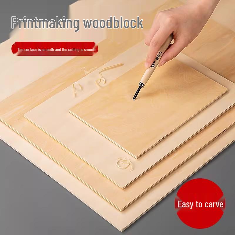 A4 Linden Plywood Carving Board for Printmaking - 4K Professional Woodblock Rubbing Tool