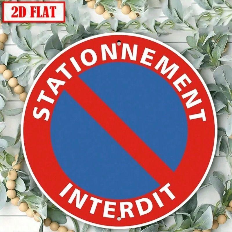 

Round Metal Tin Sign Parking Prohibited 8x8 Inch Reflective Wall Art Garage Decor