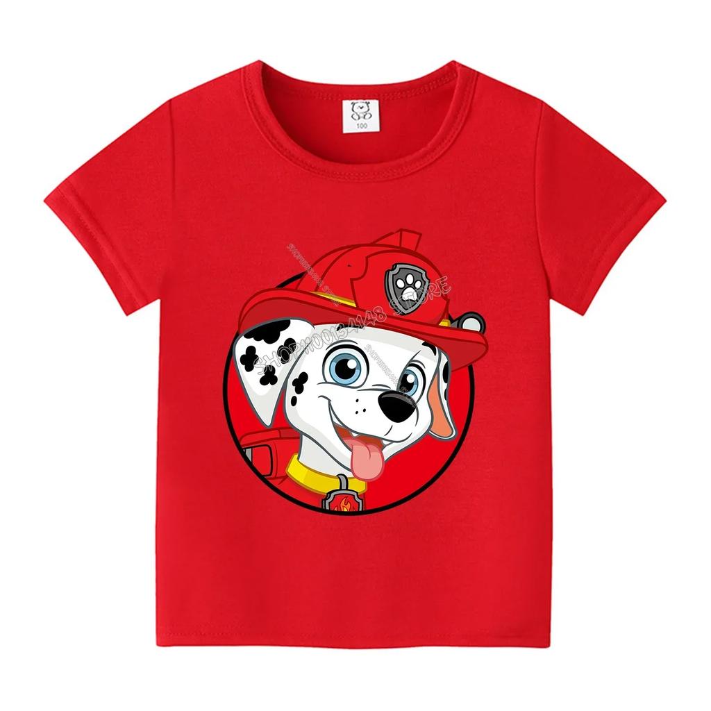 Paw Patrol T-shirt for Children Cartoon Chase Skye Clothes Boys Girls Anime Clothes Kawaii Summer Kids Round Collar Tee Top Gift