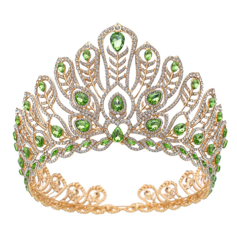 Baroque Royal Queen Large Diadem Bridal Crown Pageant Miss Headdress Bride Wedding Dress Hair Jewelry Accessories