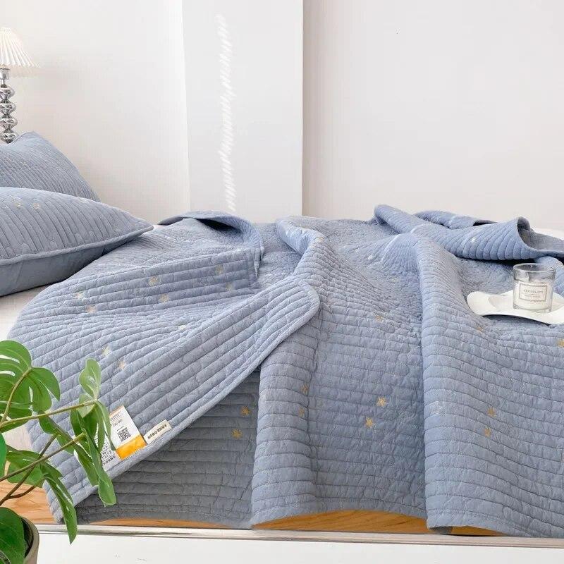 Cotton Bedspread Quilt Set 1PC/3PCS Solid Color Quilted Bedspread On The Bed Queen Size Summer Coverlet Comforter