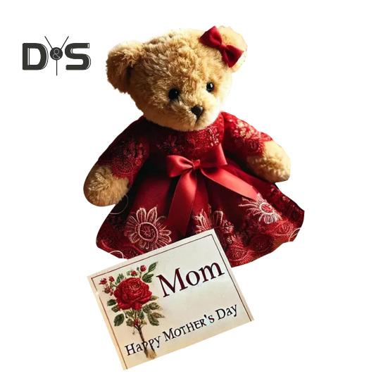 

Подарочная коробка с плюшевым мишкой на День матери, плюшевая игрушка для эмоциональной поддержки, кукла, элегантное кружевное платье ручной работы, медведь с открыткой, памятный подарок для мамы, бабушки