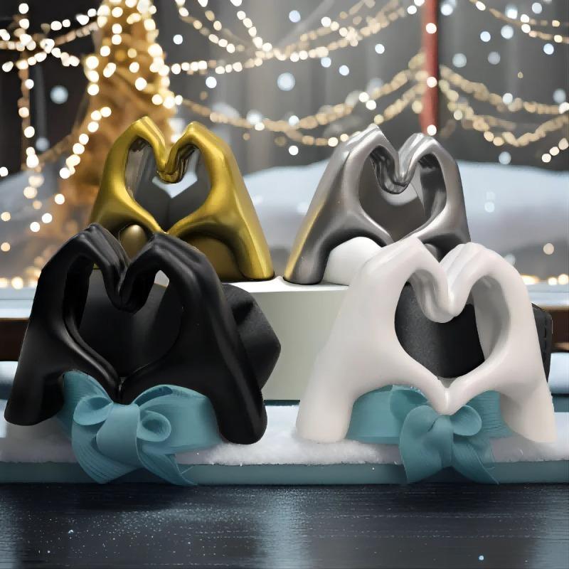 Sculpture Mains Cœur Doré Art Moderne Geste d'Amour Statue pour Décoration de Maison Salon & Cadeau de Saint-Valentin