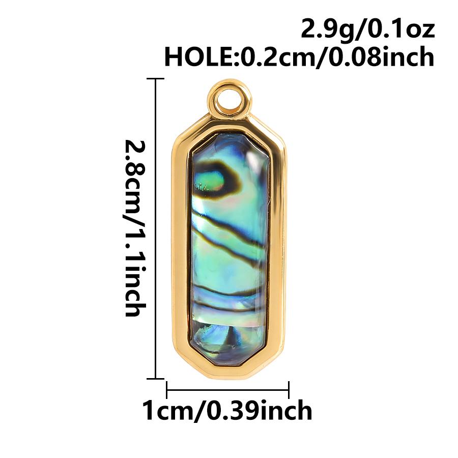 3pcs Geometric Charm Real Abalone Shell Stainless Steel Pendants For Jewelry Making Supplies Rectangle Round Pendant DIY Finding