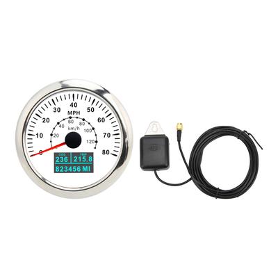 85mm Universalt GPS-speedometer Vanntett Odometer 80MPH 120KM/T med Fargerik Bakgrunnsbelysning for Bil Båt Bobil Yacht