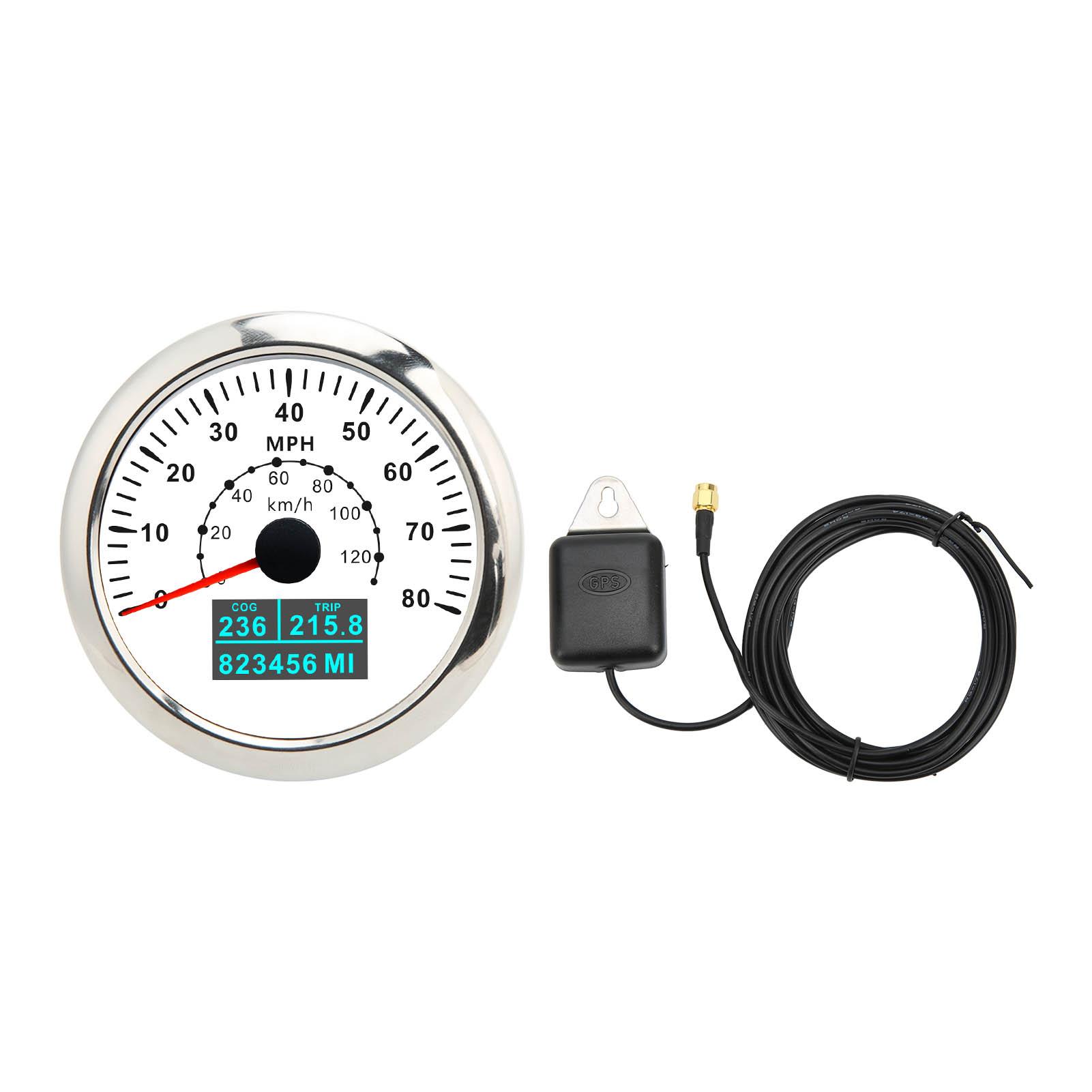 85mm   GPS Speedometer Gauge Waterproof Odometer 80MPH 120KMCelsiusH with Colorful Backlight for Car Boat RV Yacht