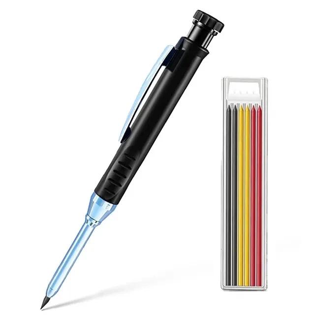 2pcs/Set 2.8mm Carpenter Mechanical Pencil Set with Built-In Sharpener for Woodworking Construction Long-Head Stationery Pencil