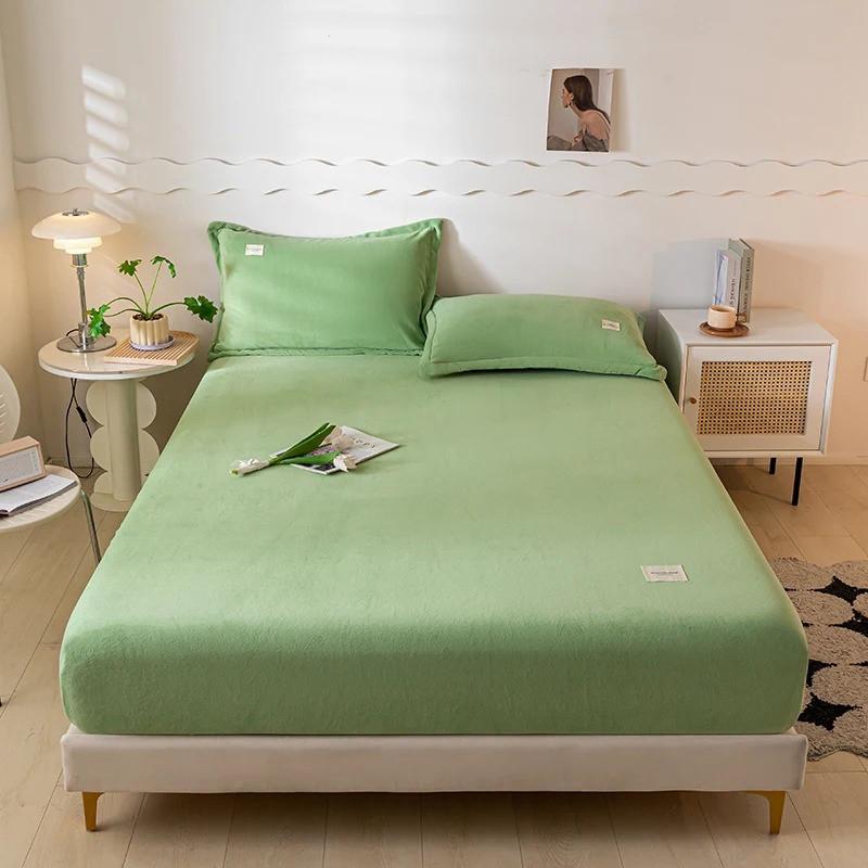 High-quality Soft Velvet Fitted Sheet with Elastic Bands Non Slip Adjustable Mattress Covers for Single Double King Queen Bed 160x200cm