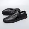 Fashion Italian Men Designer Hollow Out Sandals Casual Leather Beach Shoes Flats Leisure Party Footwear Men Comfy Summer Outdoor Sandals