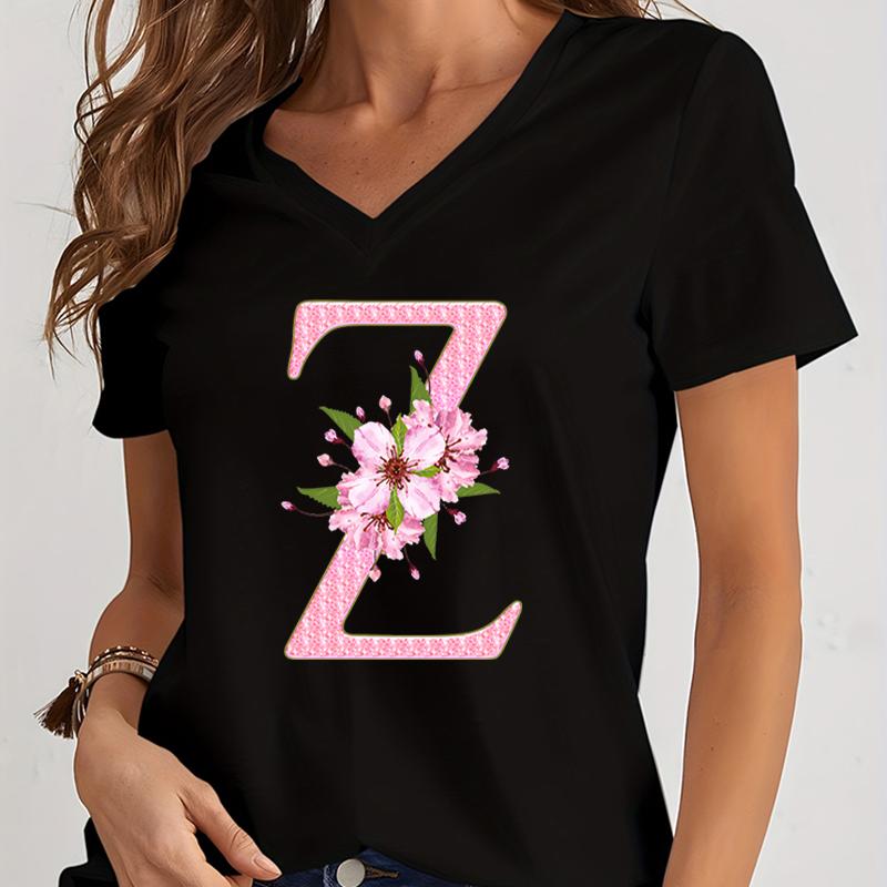 

Женская футболка с 3D-принтом, повседневная, с V-образным вырезом, короткими рукавами, летняя, свободная, с принтом в виде цветущей вишни 4XL