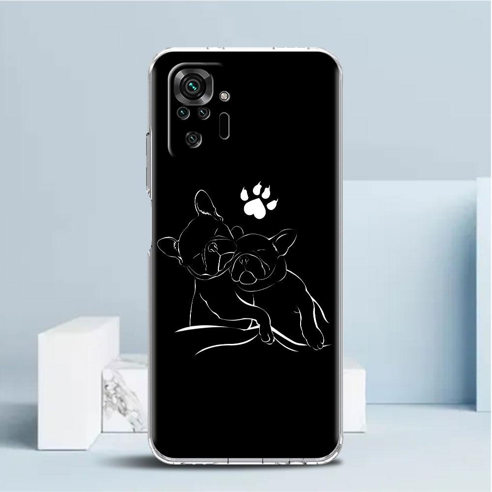 French Bulldog Clear Case For Xiaomi Redmi Note 11 Pro 10 9 9S 8 8T 7 9A 9C 9T 10 10C K40 Transparent Soft Phone Cover