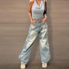 New Arrivals Open Run Women Pocket Wide Fit Jeans Button Detail Side Tuck Design