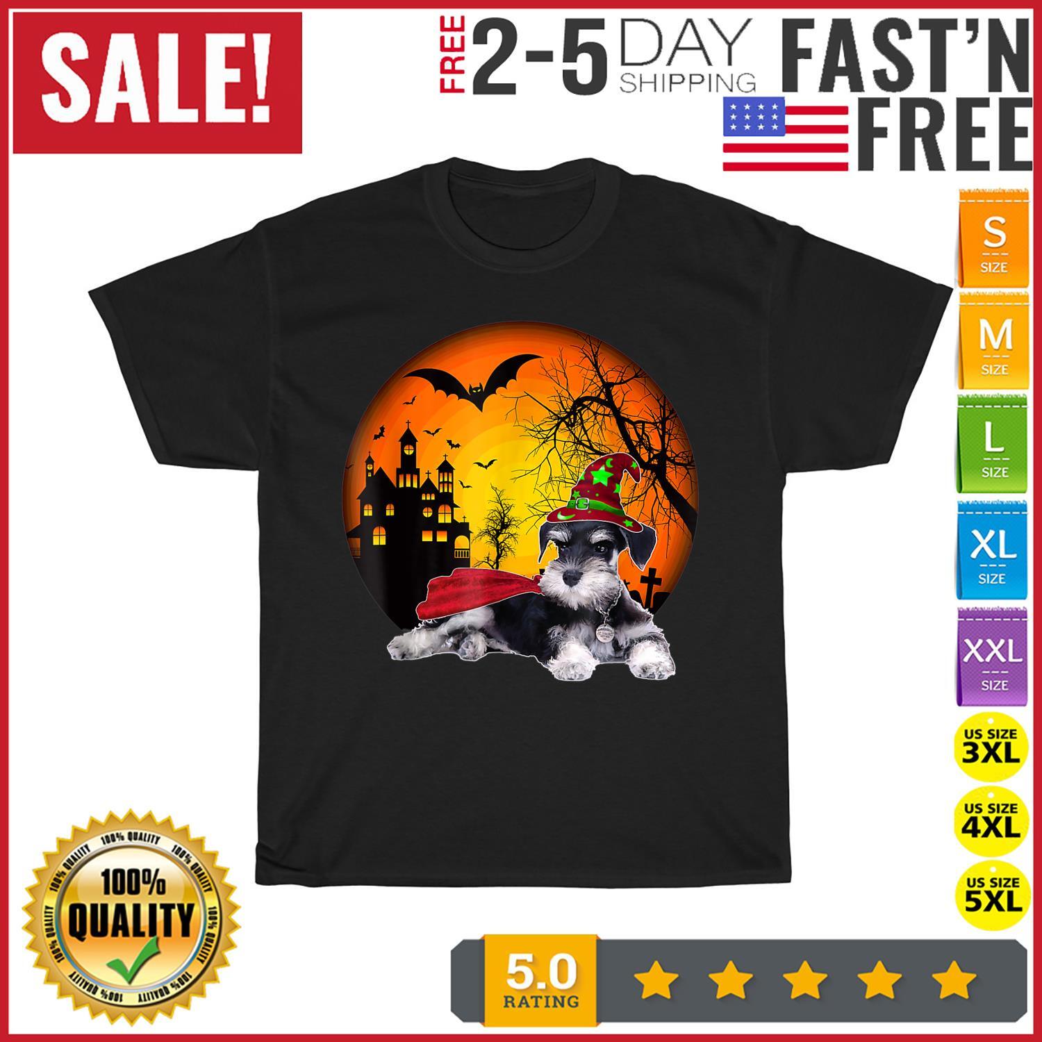 Happy Halloween Miniature Schnauzer Dogs Halloween Vintage T Shirt Mens Womens Tees Top Men Women NEW 3XL