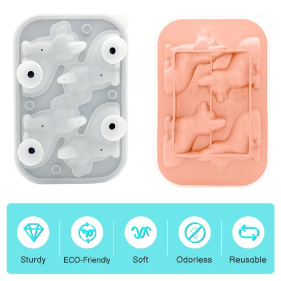 Silicone Ice Cube Tray Corgi Shapes Ice Cube Mold Built-in Funnel Large Craft Tray for Whiskey Cocktails Bourbon DIY Chocolate Soap Maker